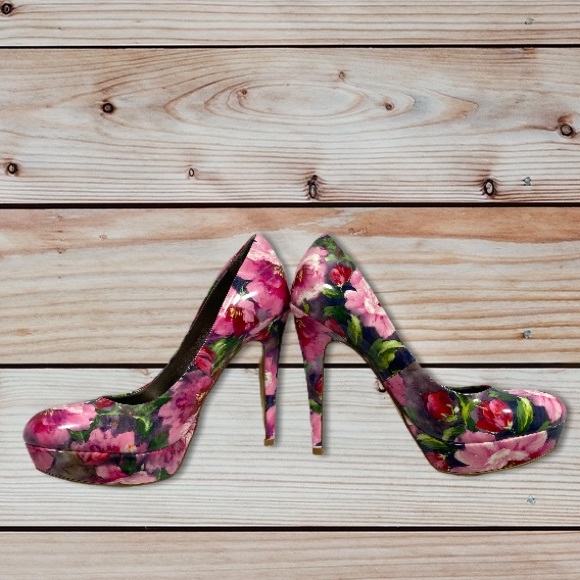 G by Guess Shoes - G By GUESS Winna FLORAL Multi-Color Glossy Heels